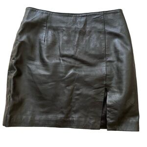Hugo Buscati Black Leather Mini Skirt 10